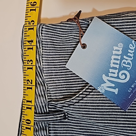 Show Me Your Mumu Blue Brooklyn Pants Jeans High Waist Pin Striped Cropped 30 - Picture 11 of 13